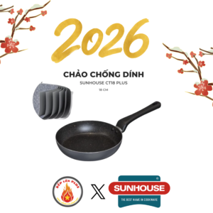 Chảo chống dính vân đá KHÔNG TỪ SUNHOUSE Size 18-30 CT18-30 PLUS