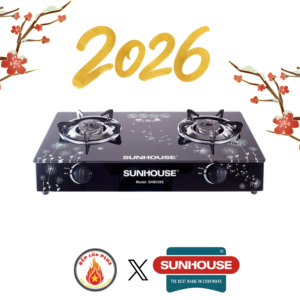 Bếp Gas Đôi Sunhouse SHB3365 Mặt Kính Cường Lực Kèm Van Dây Chính Hãng
