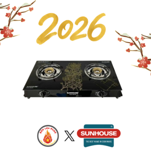 Bếp Gas Đôi Dương Kính Sunhouse SHB2106 Kèm Van Dây BH 12 Tháng