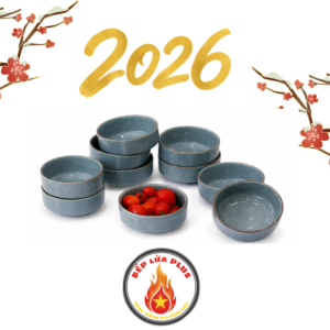 Bộ bát đĩa men muối tiêu màu xanh dương phong cách Nhật Bản